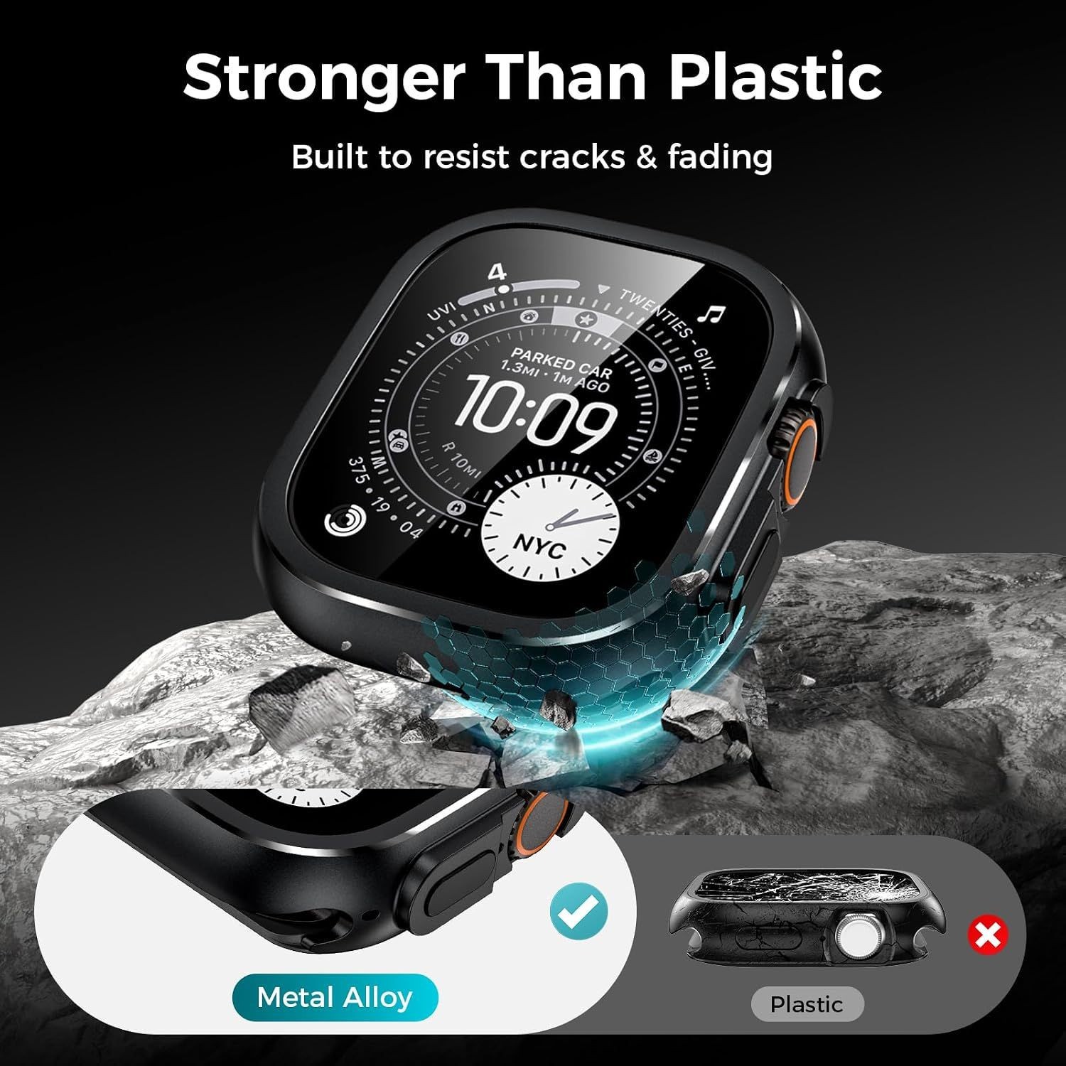 Metal Case for Apple Watch Ultra 49mm Daily Water-Resistant Screen Protector