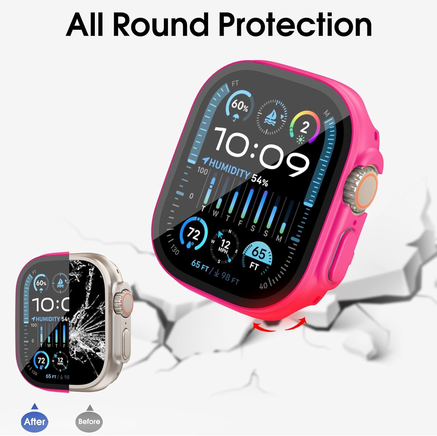10 Pack Case with Tempered Glass Screen Protector for Apple Watch Ultra 49mm