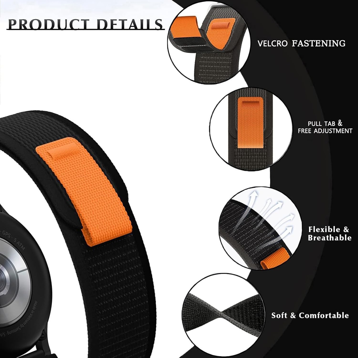 Nylon Strap Compatible with Apple Watch Ultra 49mm 45mm Sport Loop