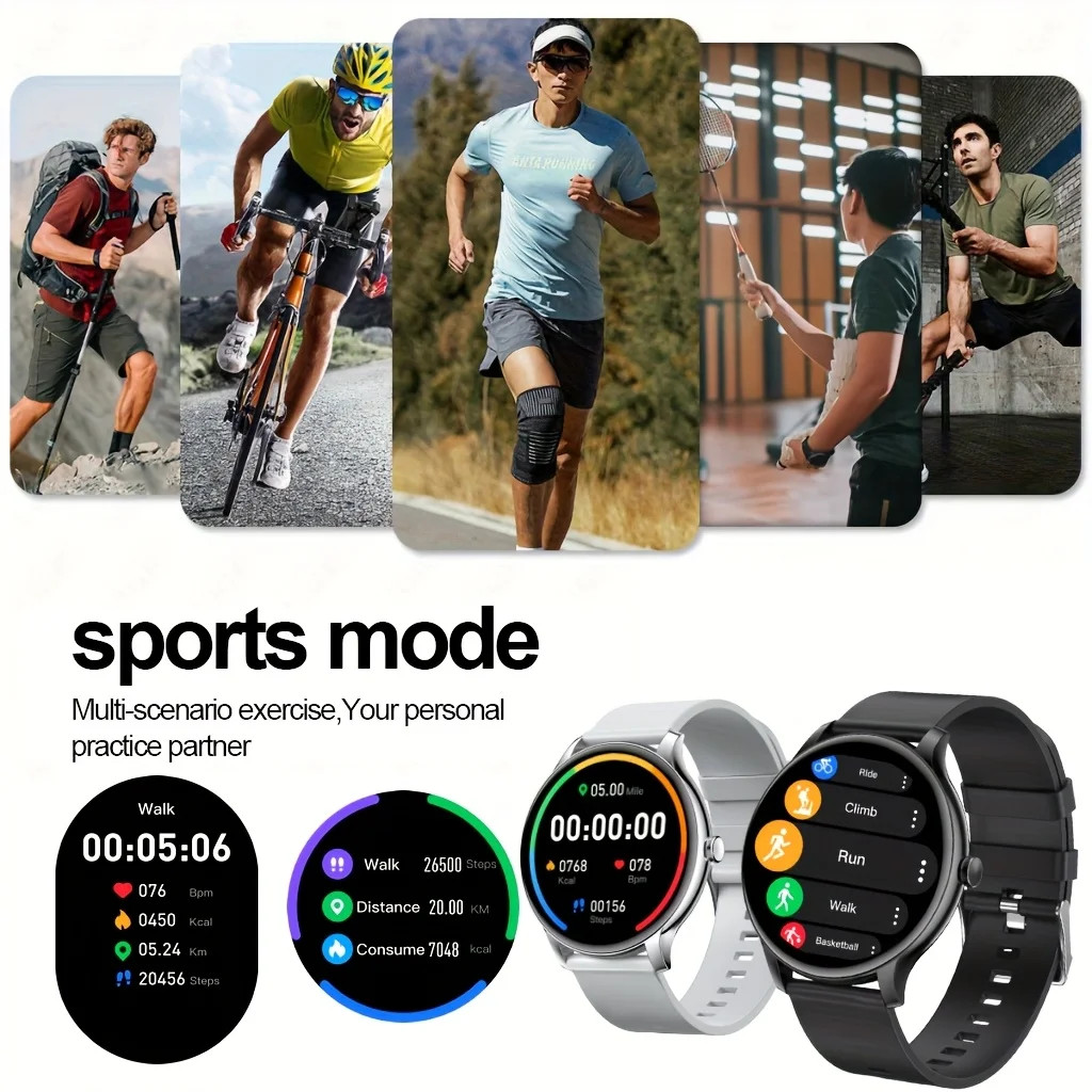 LAXASFIT Smart Watch Heart Rate Sleep Monitor Bluetooth Call for Android iOS