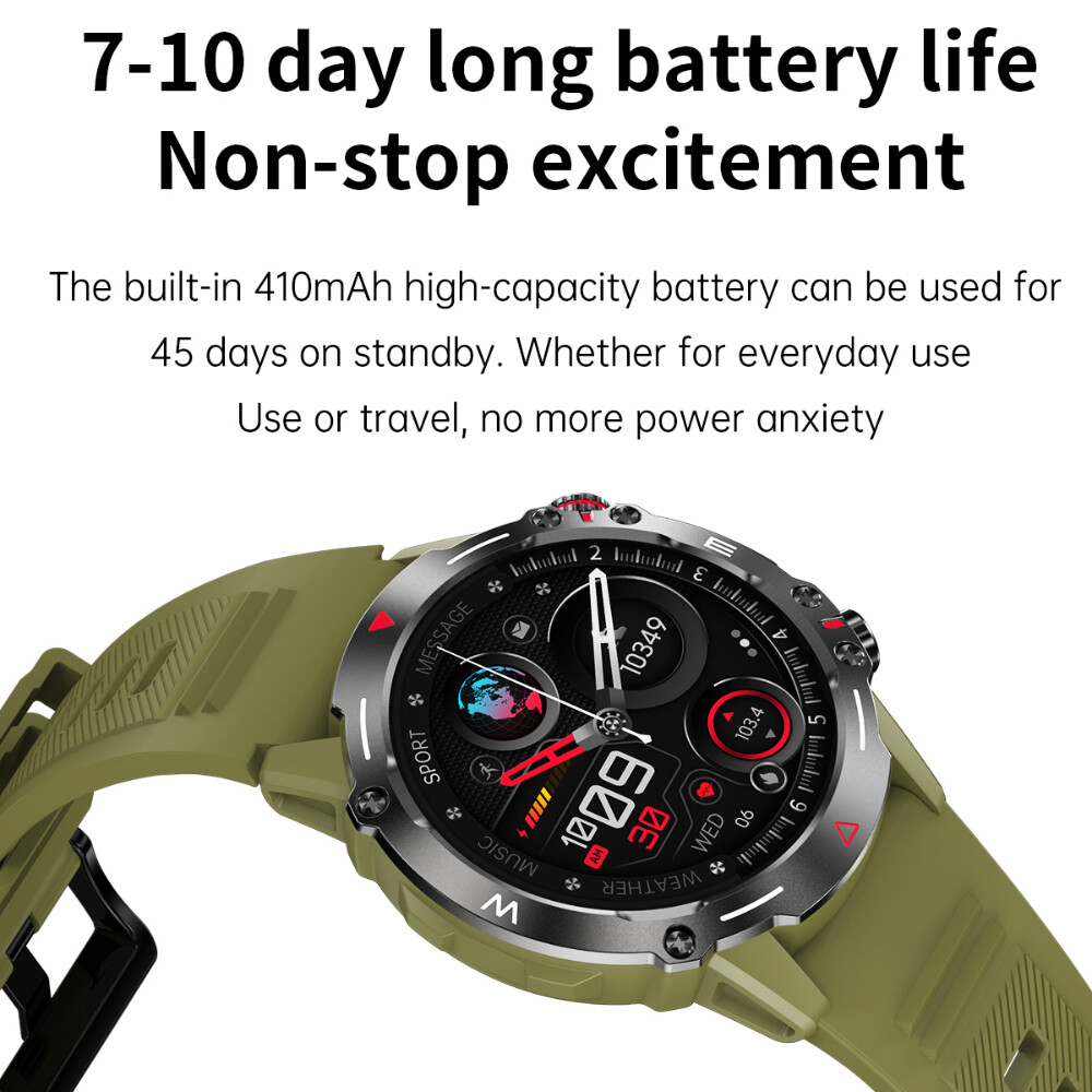 Military Smart Watch For Men’s (Call Receive/Dial) Rugged Sport Fitness Tracker