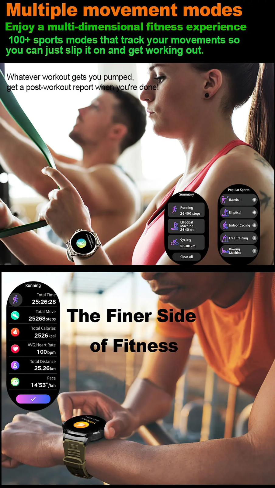 100+ Sports Modes Smart Watch Outdoor Bluetooth Call HD Screen Fitness
