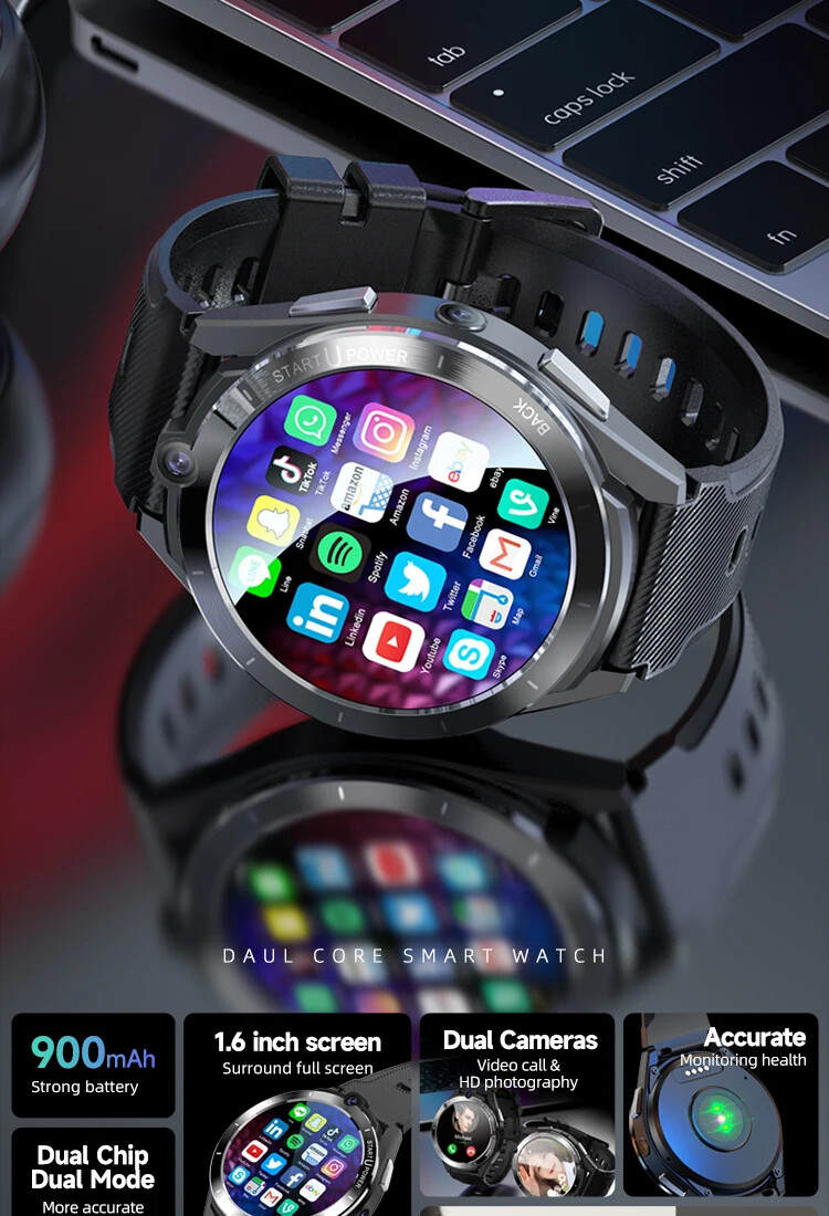 Newest Android 11 1.6inch Phone call Smartwatch with 128GB Large Memory Cameras