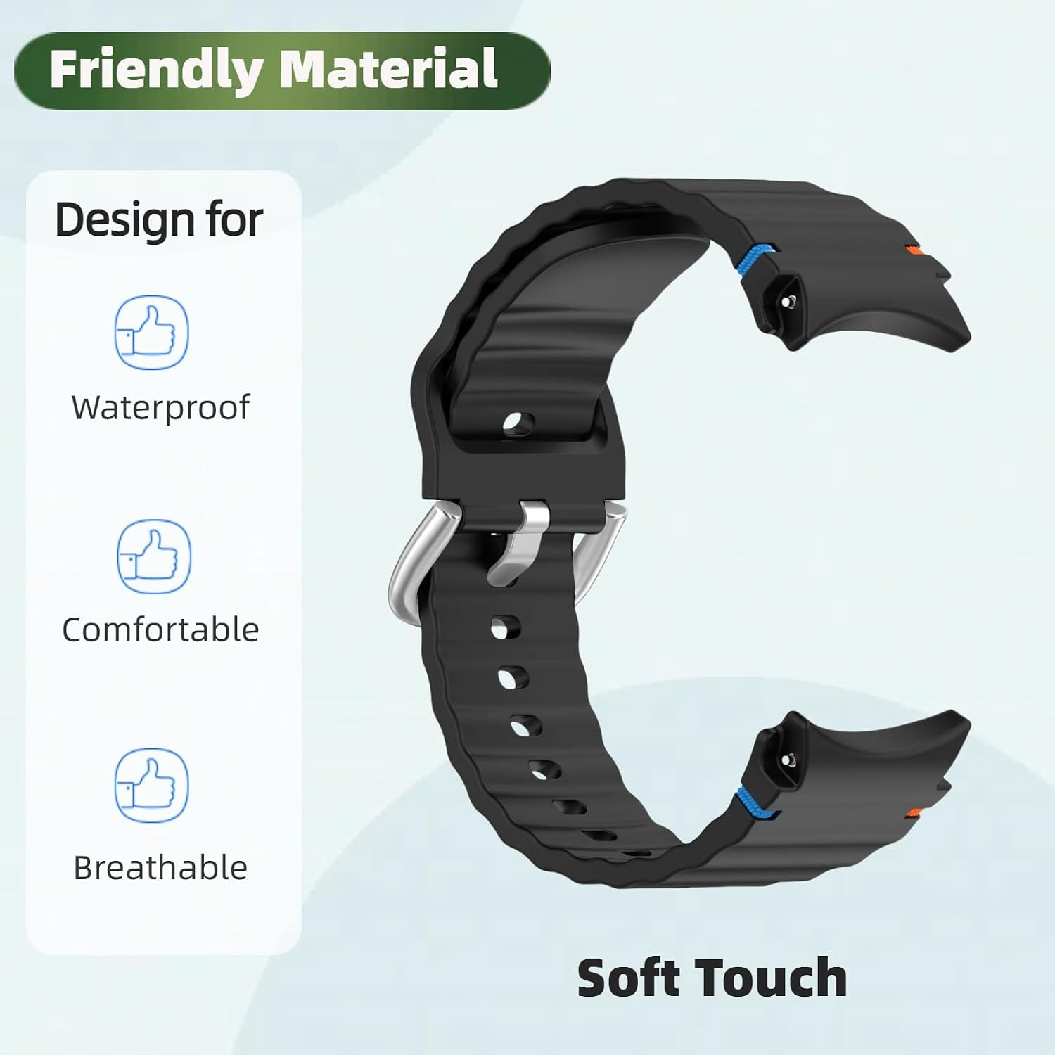 Silicone Soft Sport Watch Band with Case for Samsung Galaxy Watch 7 40mm 44mm