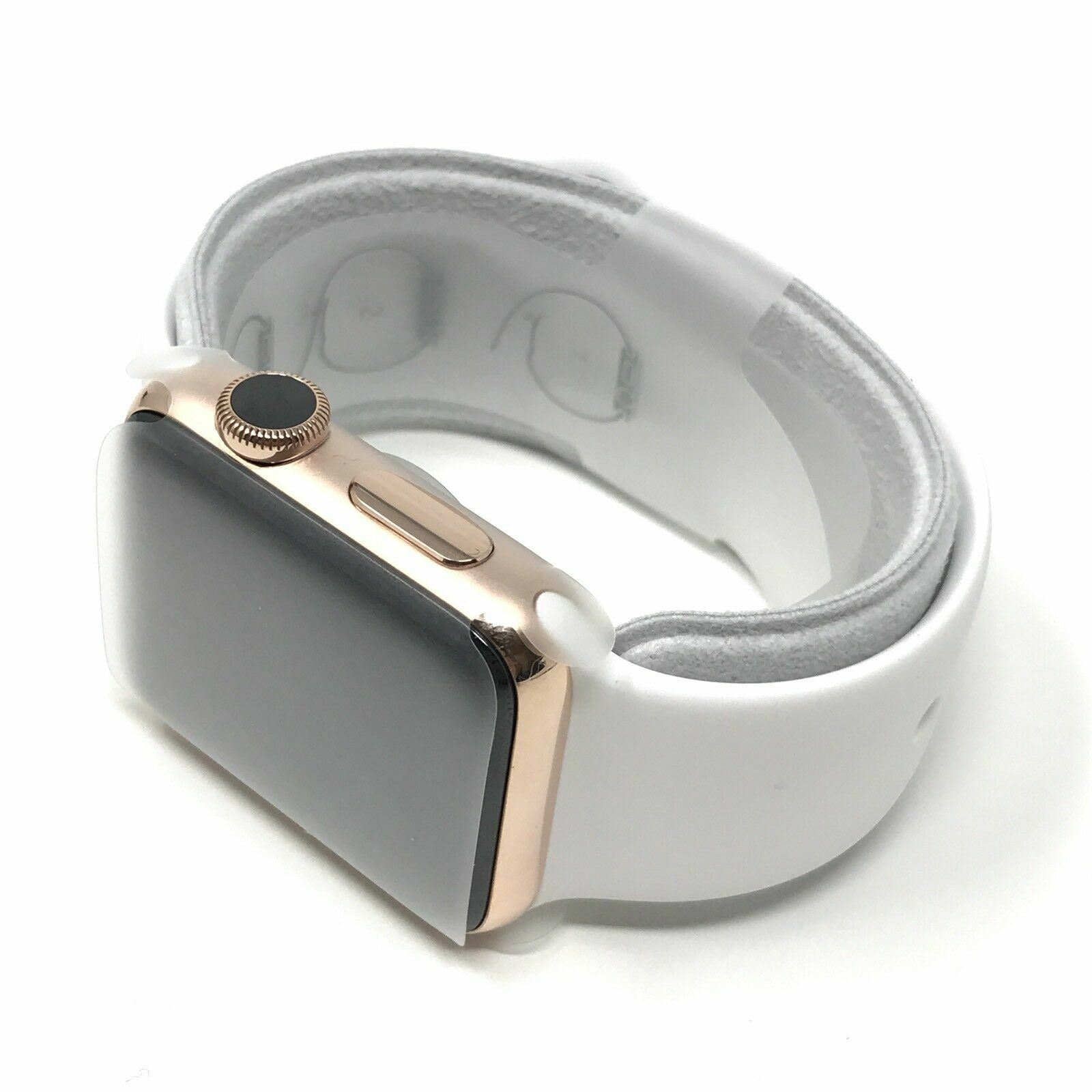 24K ROSE Gold Plated 42MM Apple Watch, SERIES 3 White Sport Band GPS+LTE Custom