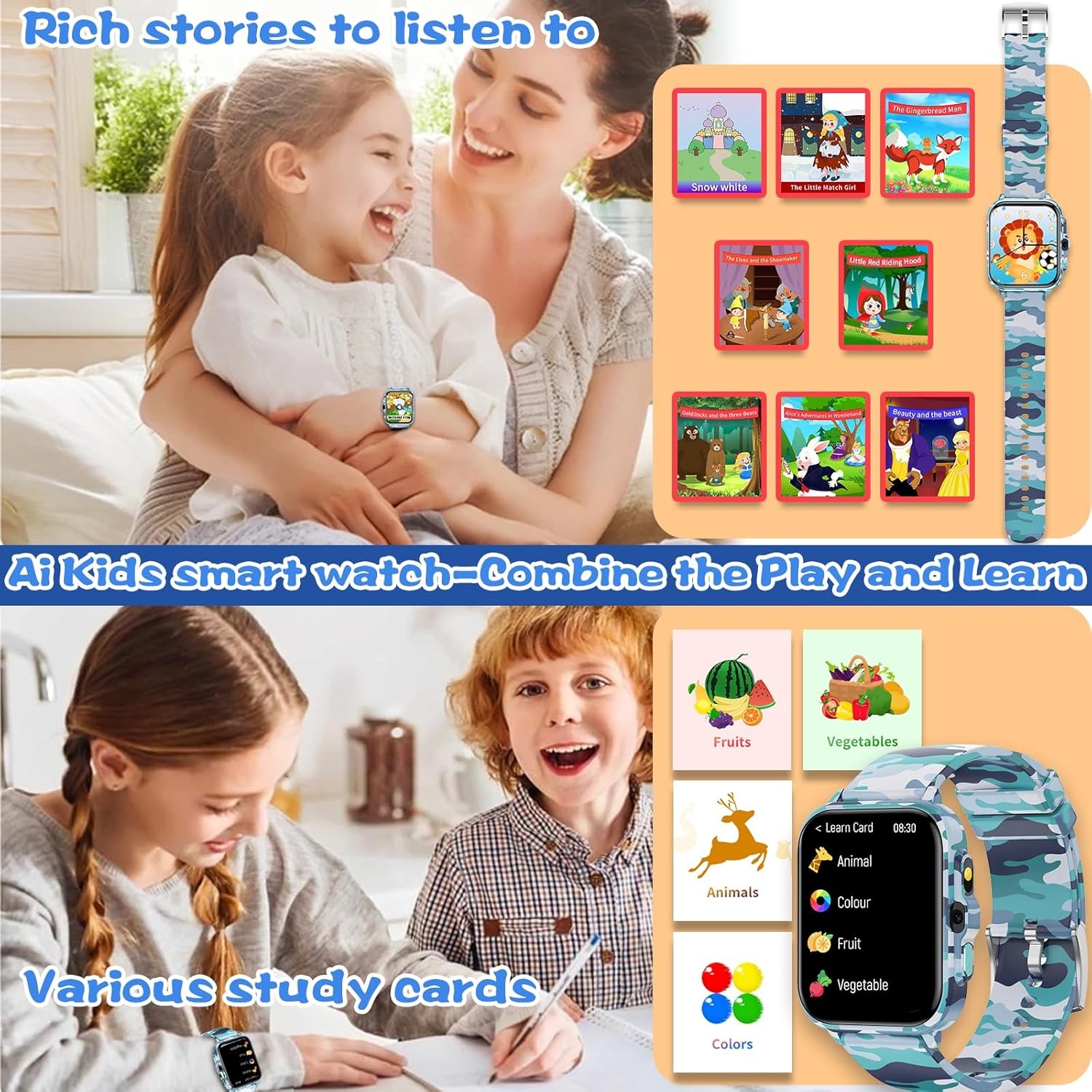 Smart Watch for Kids Boys Age 5-12 Ai Functions Games HD Touch Screen Watches w