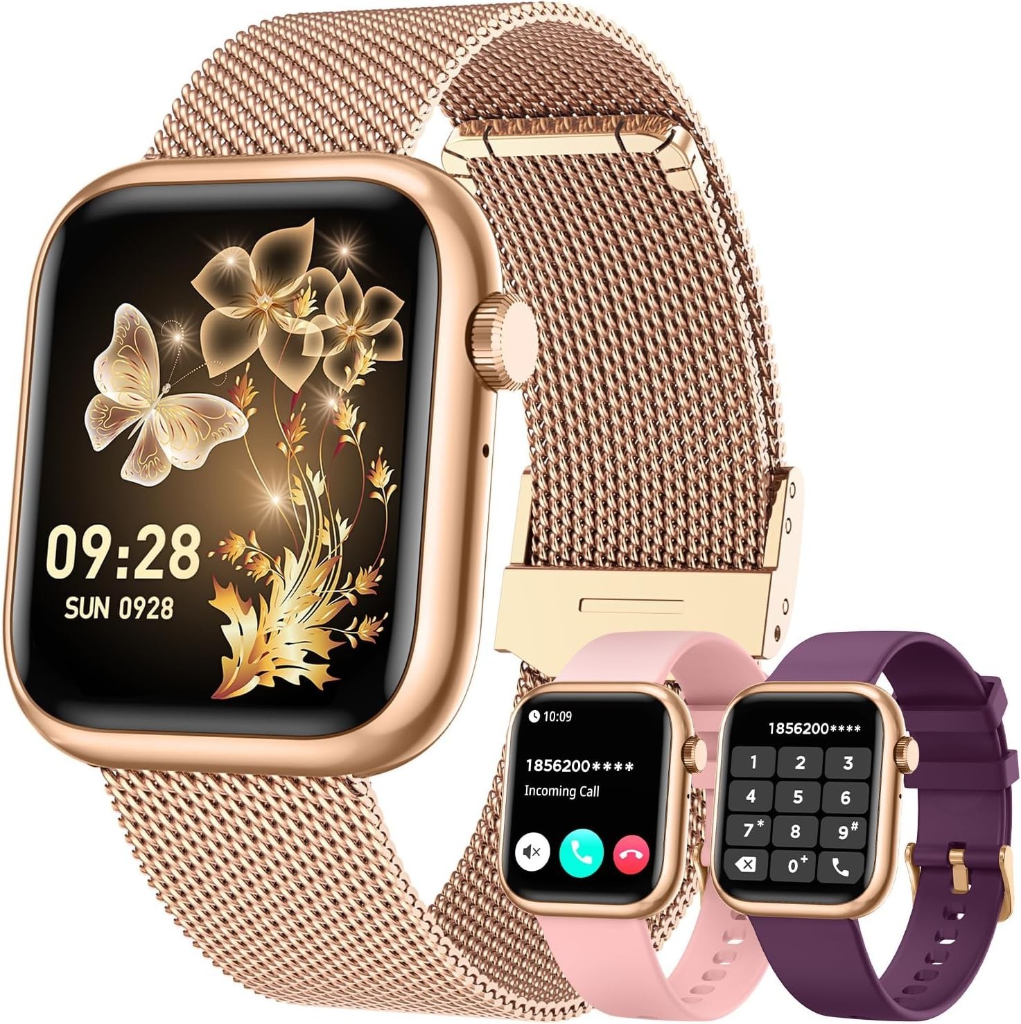 Reloj Inteligente Bluetooth De Mujer Para iPhone Apple y Samsung Android Rosa
