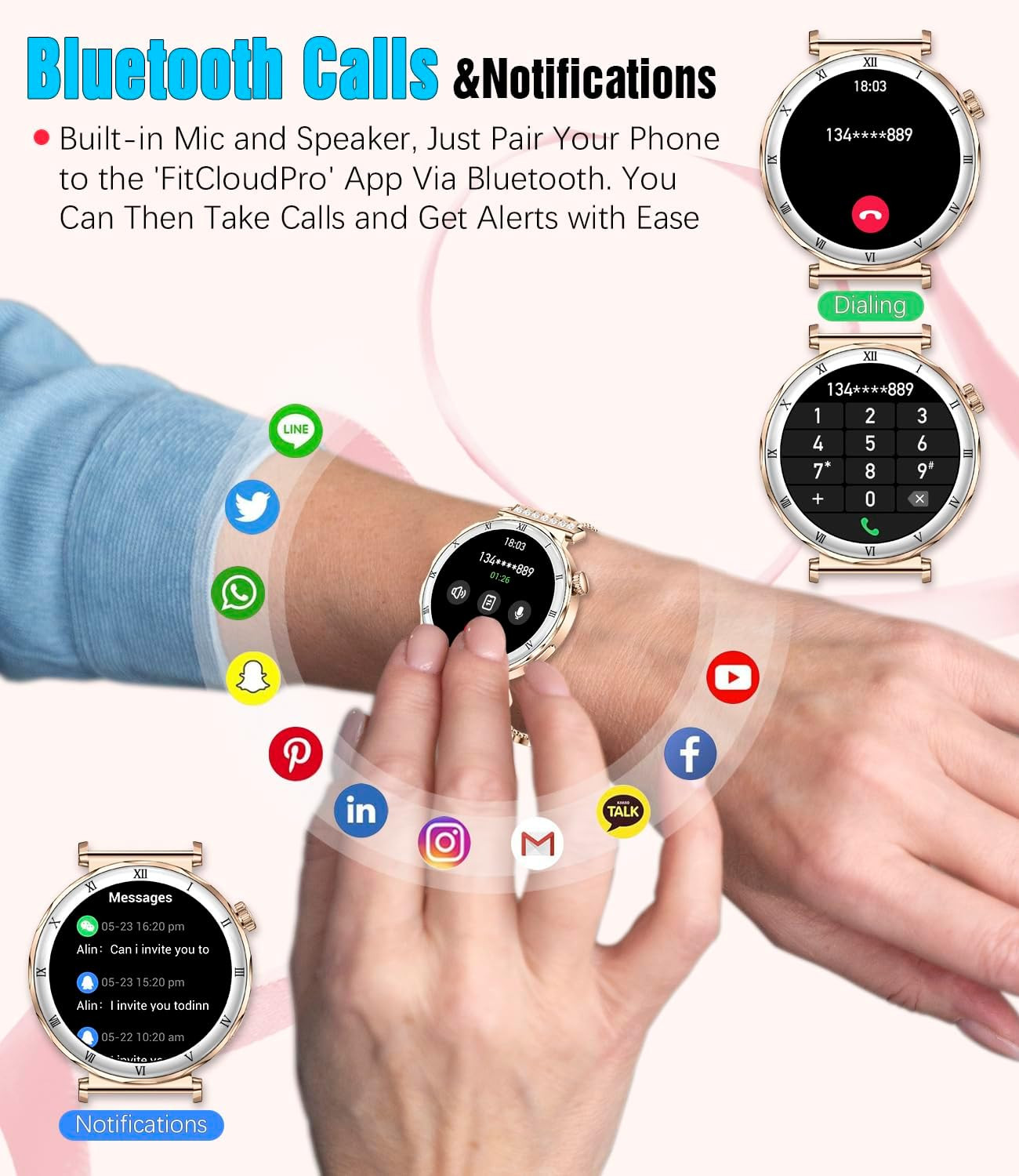 Smart Watch for Women, 1.19″ AMOLED HD Screen Women’S Smartwatch, Fitness Tracke