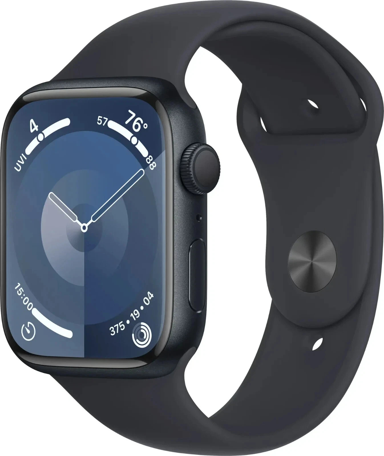 Apple Watch Series 9 45mm Aluminum Case with M/L Sport Band – Midnight (GPS)…