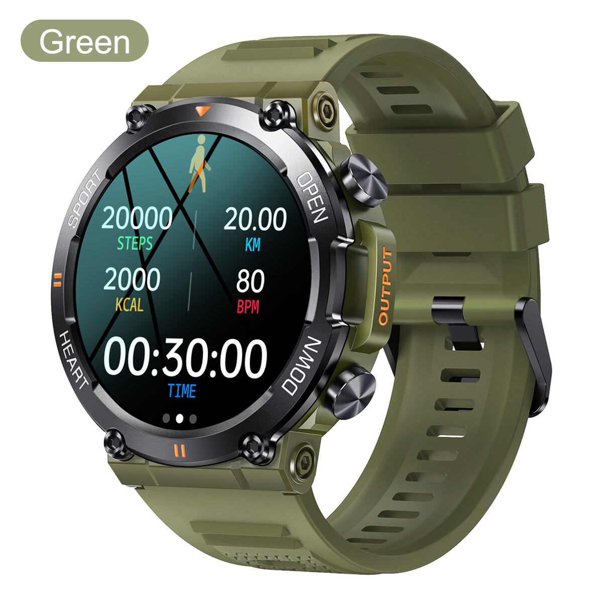 Men’s Waterproof Smart Watch Military Tactical Wristwatch Sport Fitness Tracker-