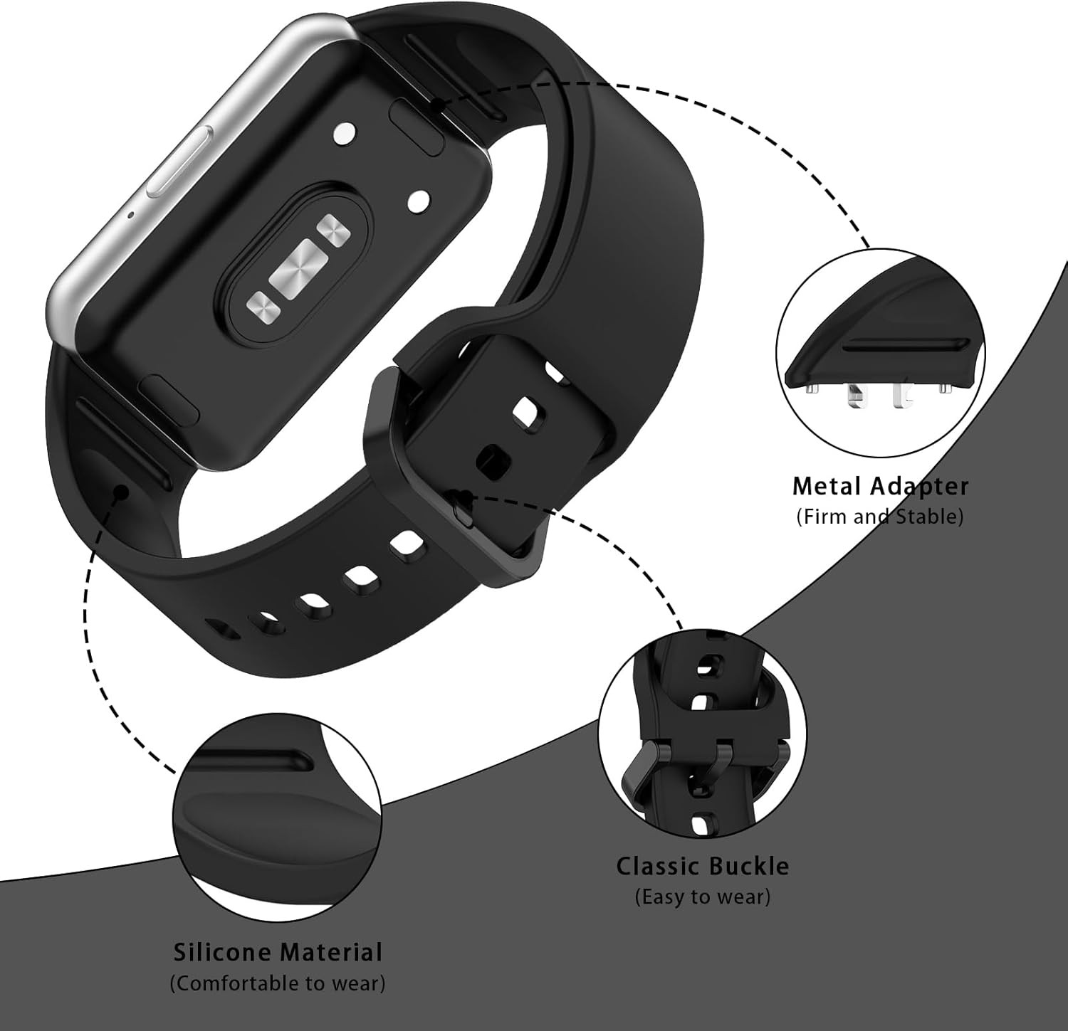 Silicone Strap Compatible with Samsung Galaxy Fit 3 SM-R390