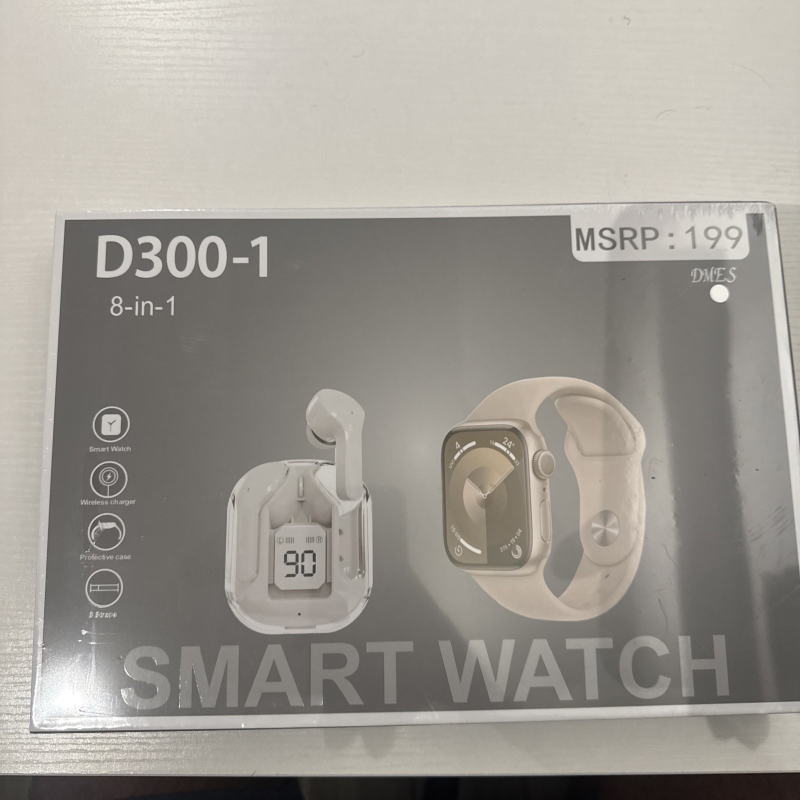 D300 Smartwatch & Wireless Earbuds Bundle iOS Android 8 Straps Sealed Packaging