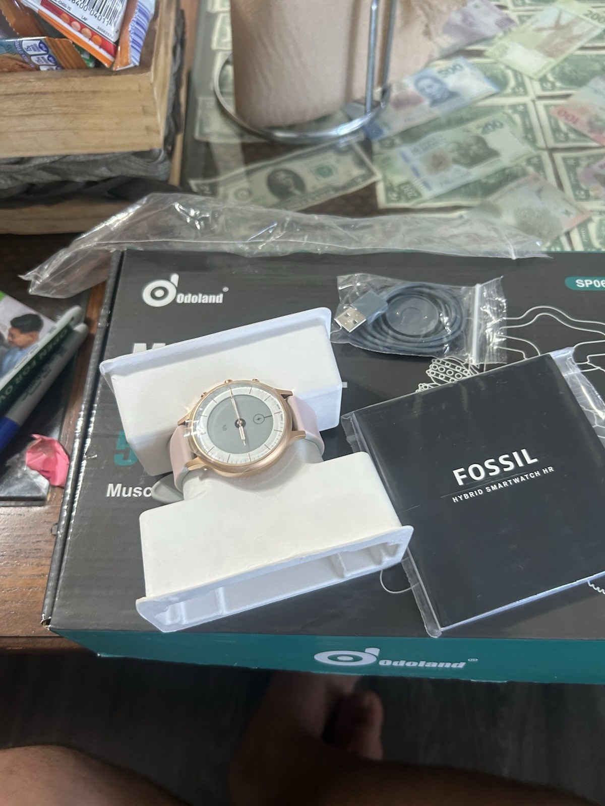 Fossil Charter Hybrid Smartwatch HR Rose Gold Case Blush Silicone Strap FTW7013