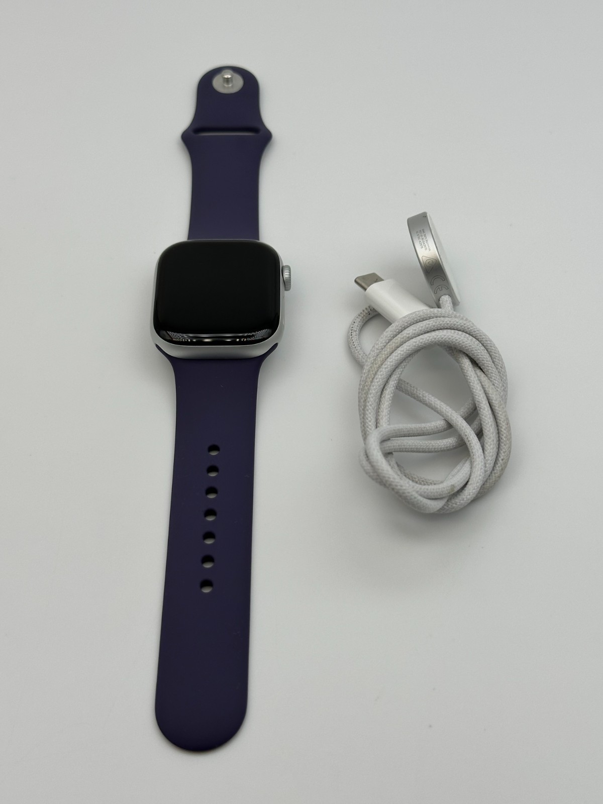 Apple Watch Series 11 42mm GPS Silver Case w Purple Fog Sport Band S/M MEU64LW/A
