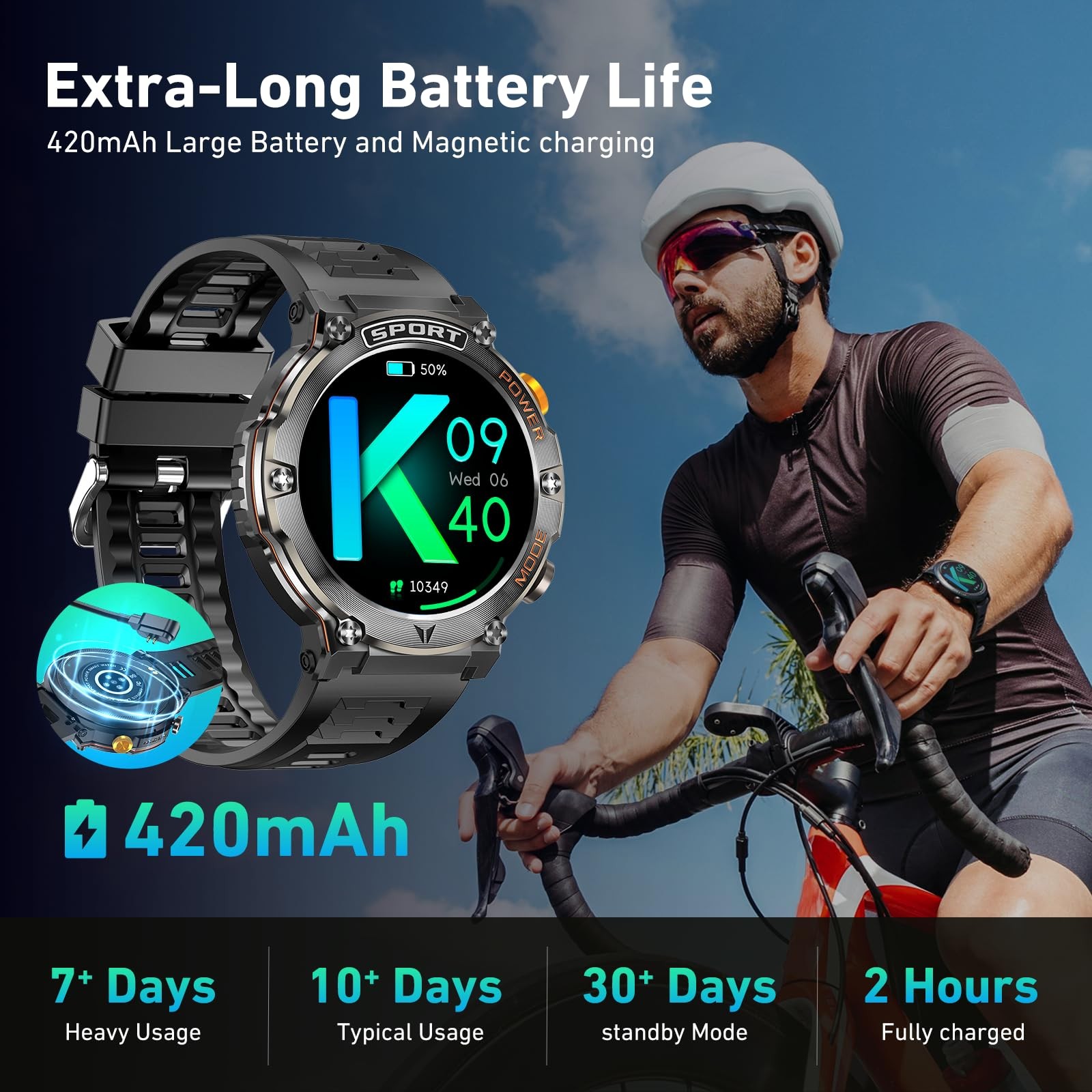 Military for Men 1,43″ HD AMOLED Display(Answer/Make ) 420mAh Battery Watches…