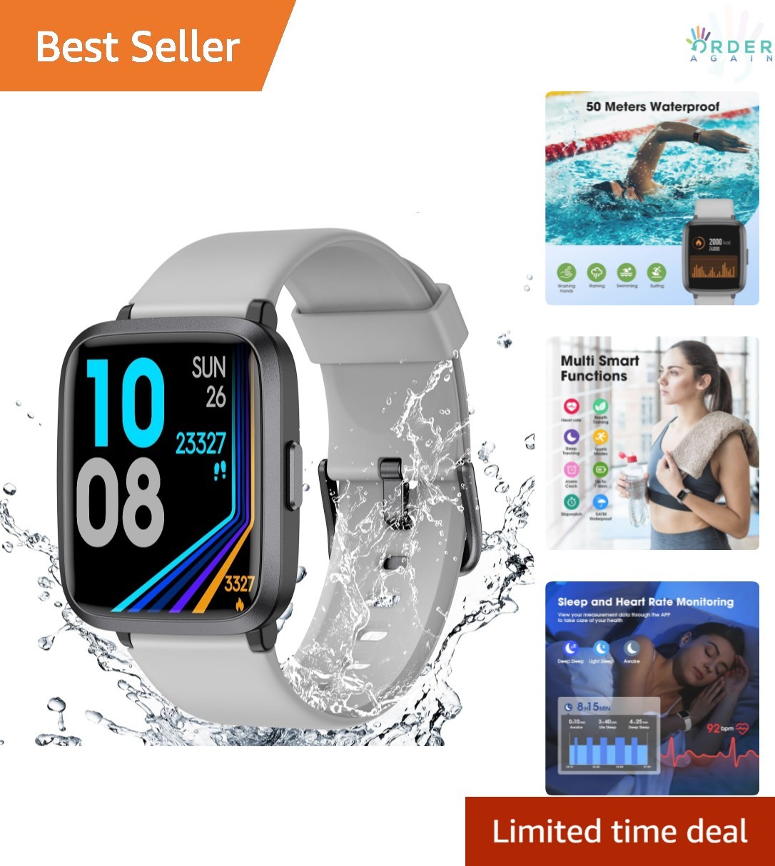 Fitness Tracker Watch Heart Rate Sleep Monitor Waterproof Activity Pedometer