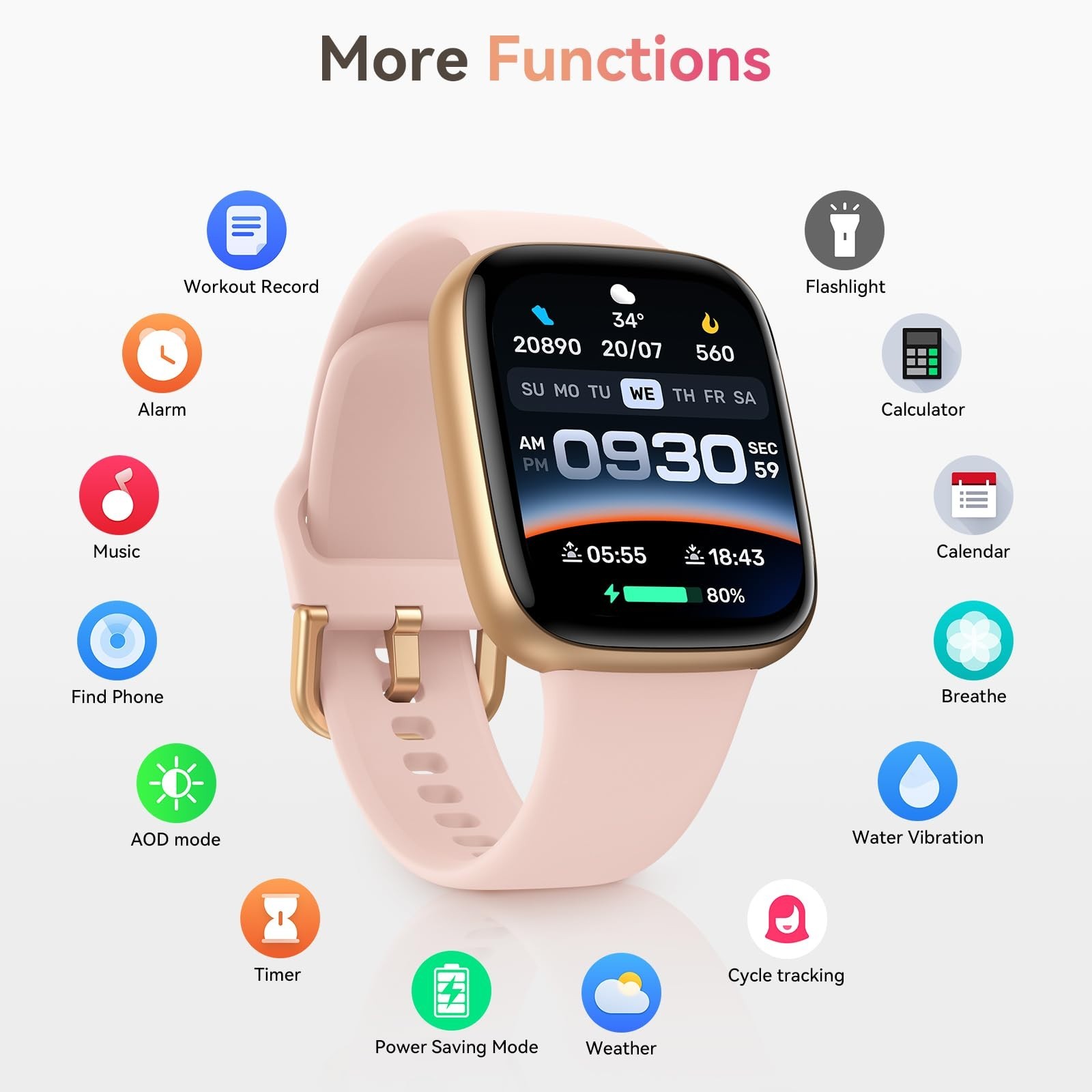 Smart Watch for Women – 1.85″ AMOLED, Call Function, 3ATM Waterproof, Fitness Tr