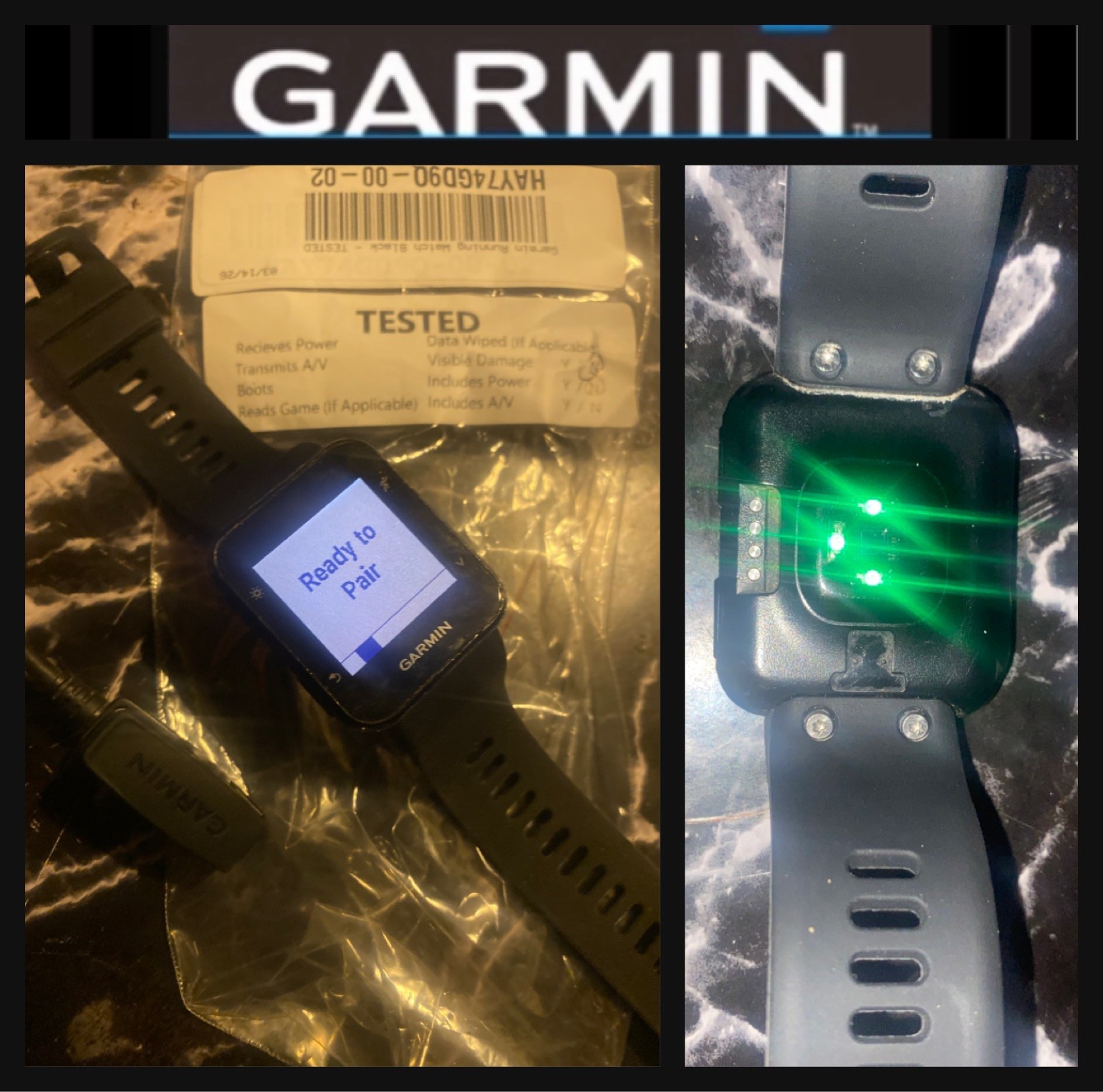 Garmin Forerunner 35 Black GPS Running Watch with Heart Rate Display Model +cord