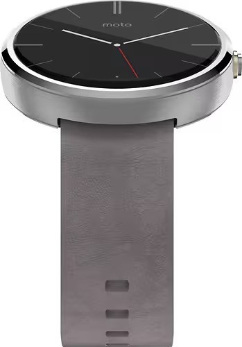 New Motorola Moto 360 23mm Smartwatch Android Wear Stone Grey Leather