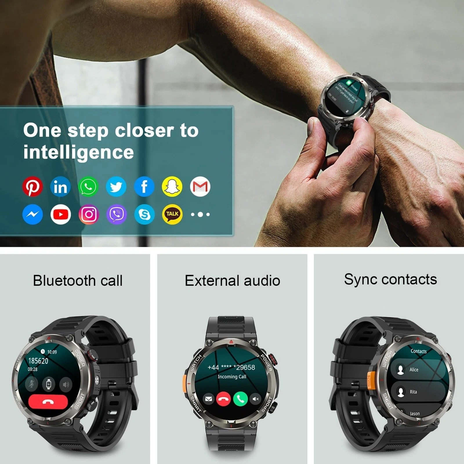 Military Smart Watches for Men (Answer/Make Calls) 2.01” Fitness Smart Watch