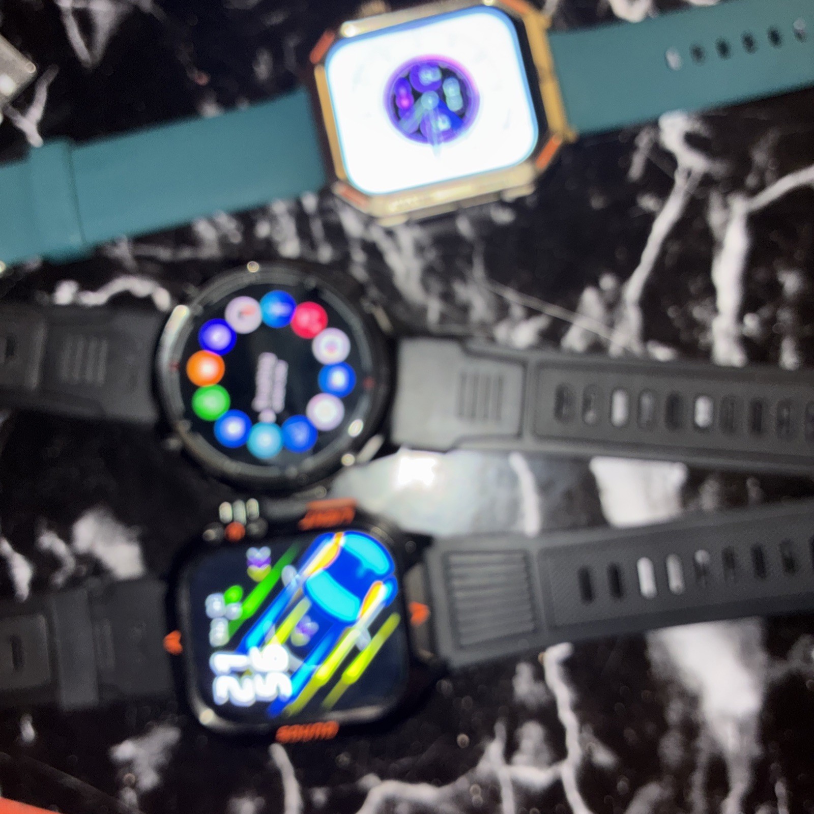 Lot Of 3 High End Tactical Smart Watches Tested✅+Cord (all Use Same Cord)
