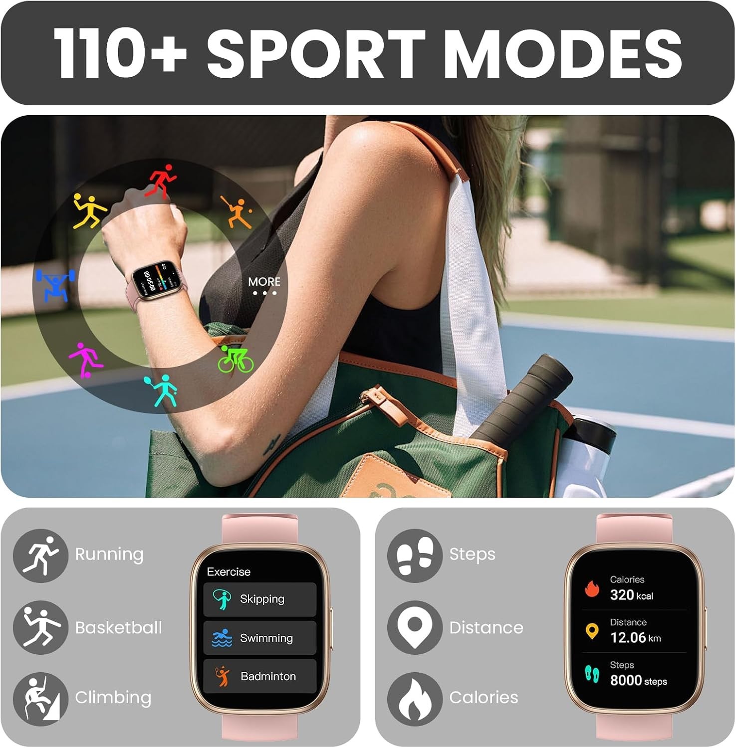 All-Day Health Companion: 1.95″ Touchscreen Smart Watch with Heart Rate Monitor