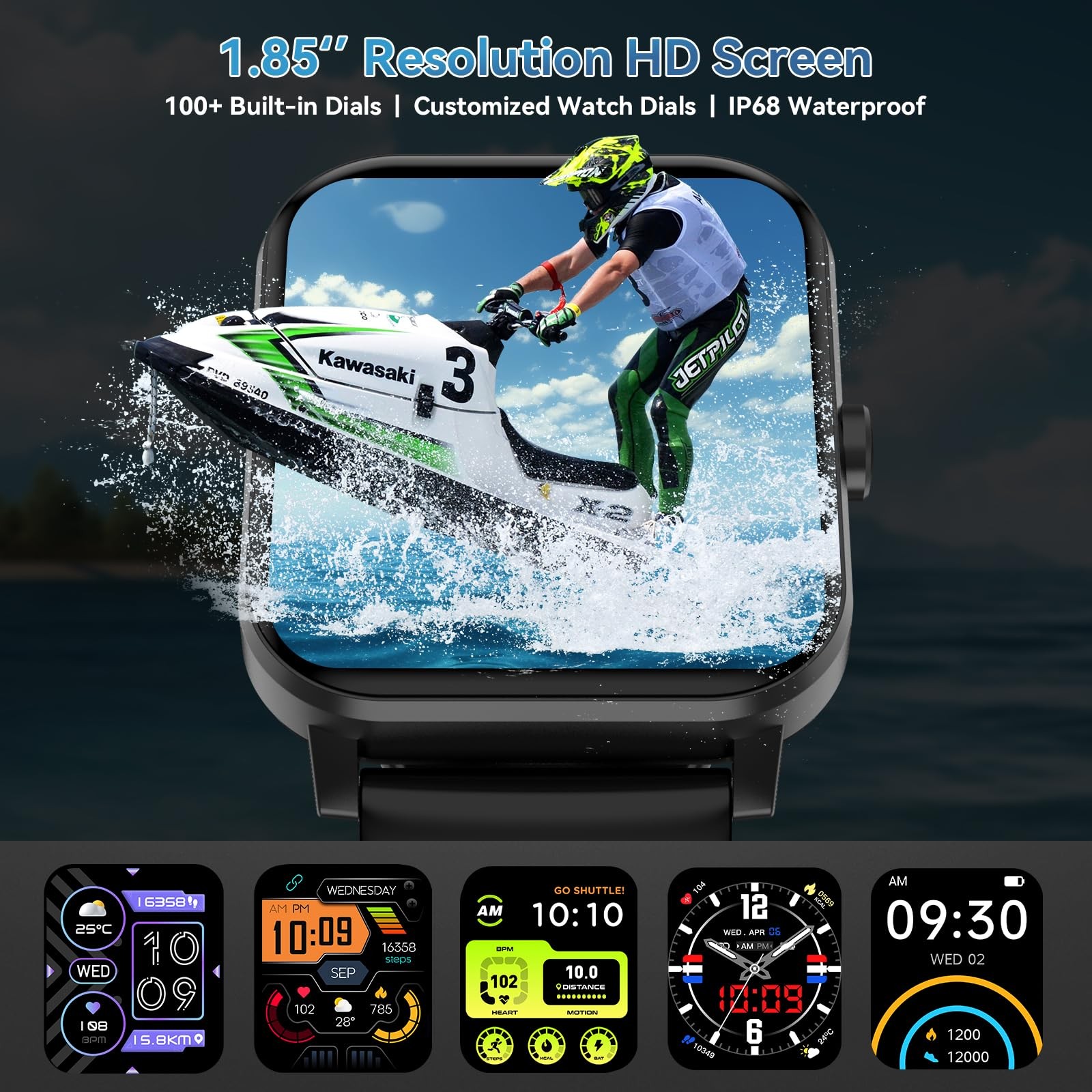 Smart Watches for Men Women, 1.85″ HD Touch Screen Fitness Watch with 7 Days …