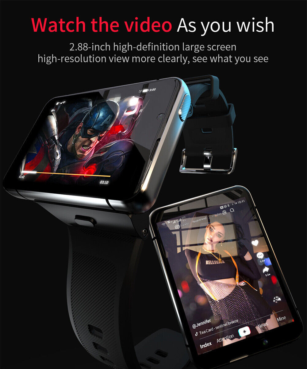 4G WiFi Smart Watch Dual HD Cameras for Video Chat 4GB+64GB Fitness Bracelet