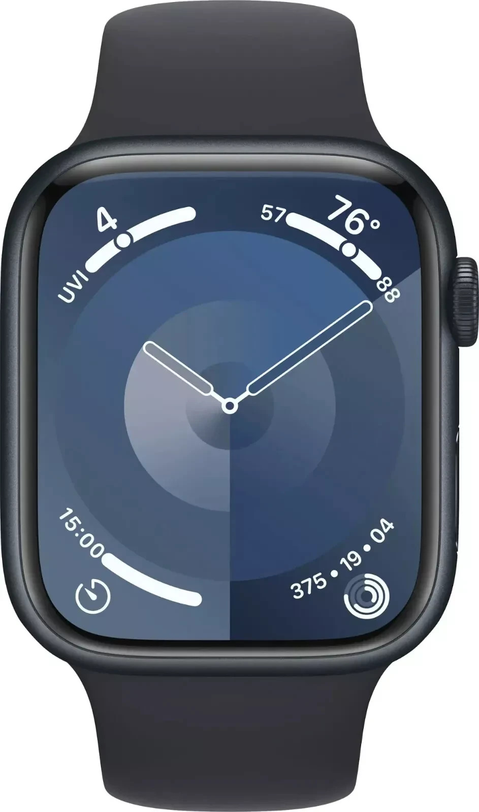 Apple Watch Series 9 45mm Aluminum Case with M/L Sport Band – Midnight (GPS)…