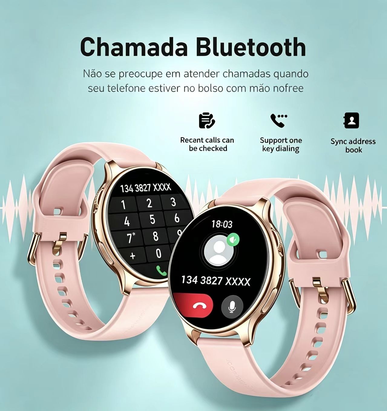 Brand New Women’s Dopamine Sports Smart Watch with Pink Rubber Strap 52mm