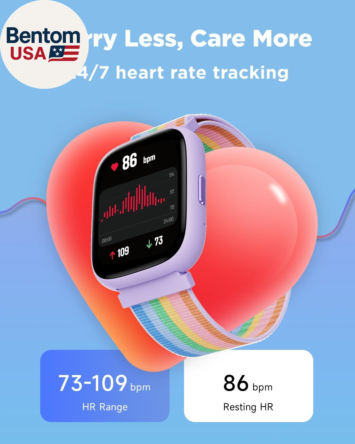 Smart Watch for Kids, 1.8″ Fitness Tracker Watch Pedometer, Heart Rate, IP68 Wat
