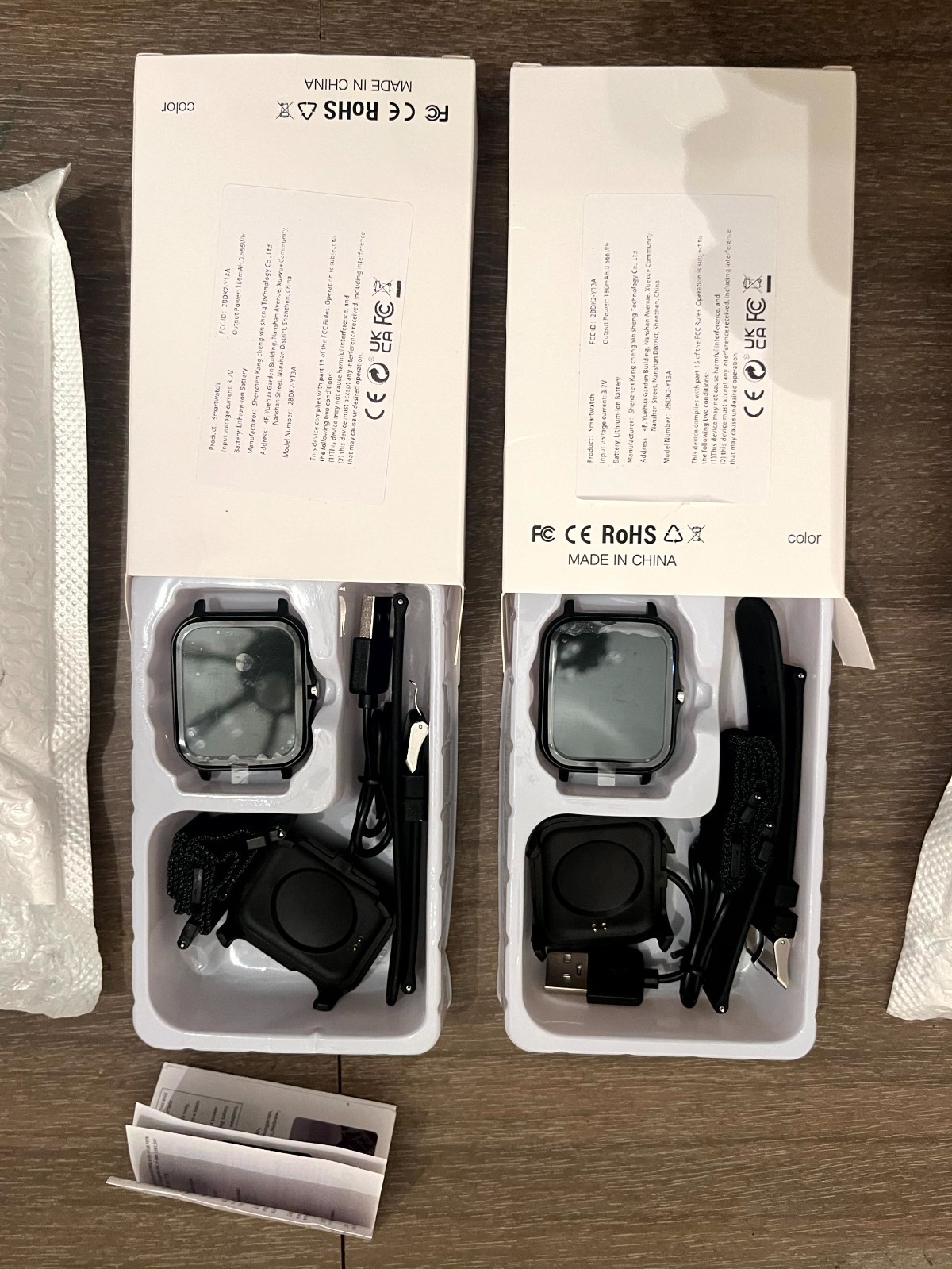 Pair of Unisex Fashion Smart Watches Activity Trackers w/ Black Strap & Chargers