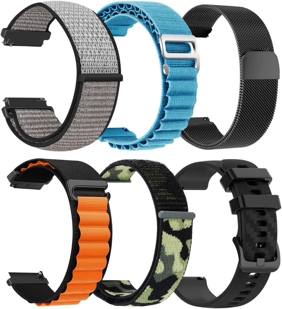 22mm Adjustable Durable Watch Band Compatible with Smartwatches 6 Pack