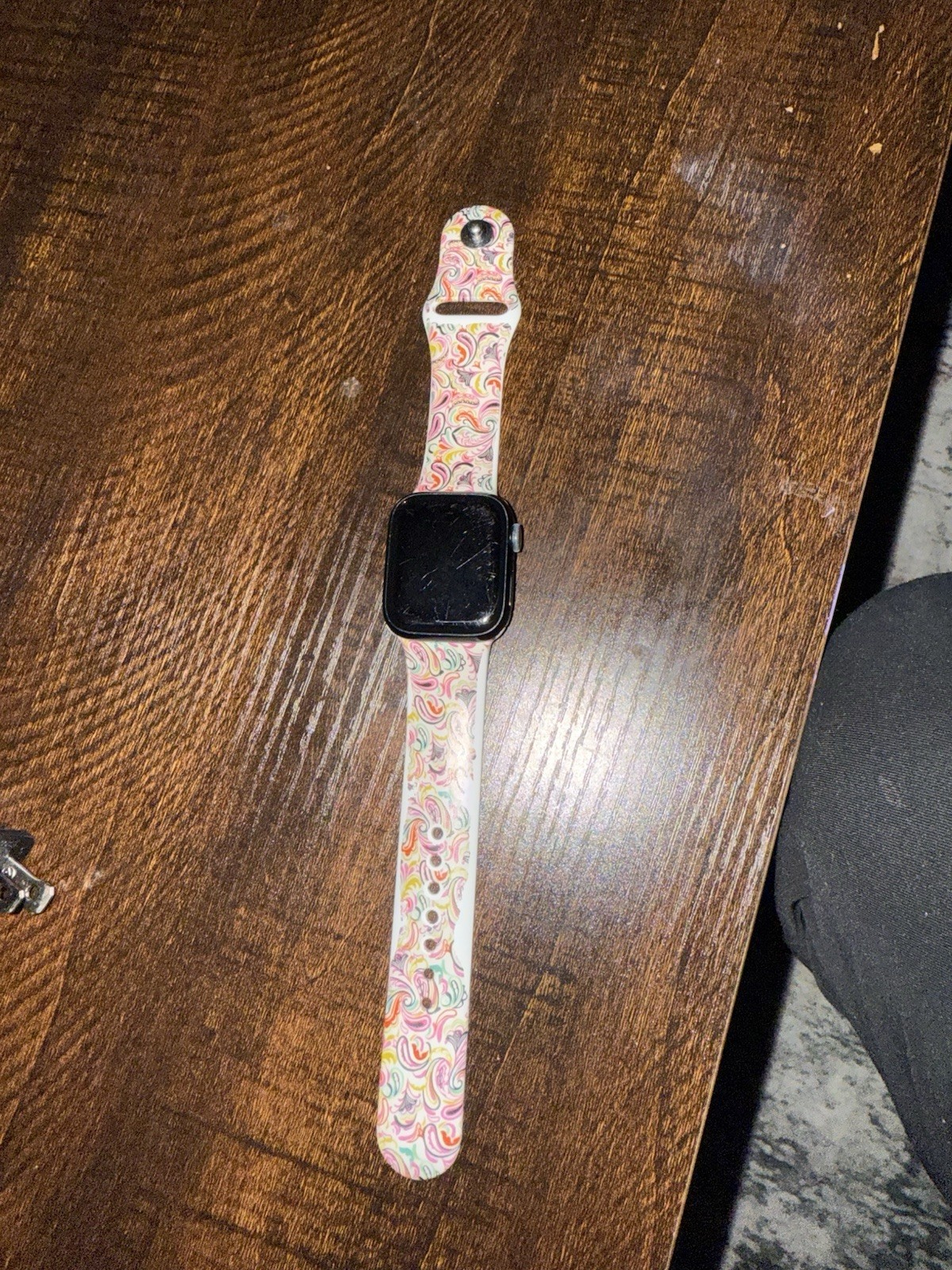 Apple Watch 40mm Black Aluminum Case Multicolor Silicone Band iOS Compatible