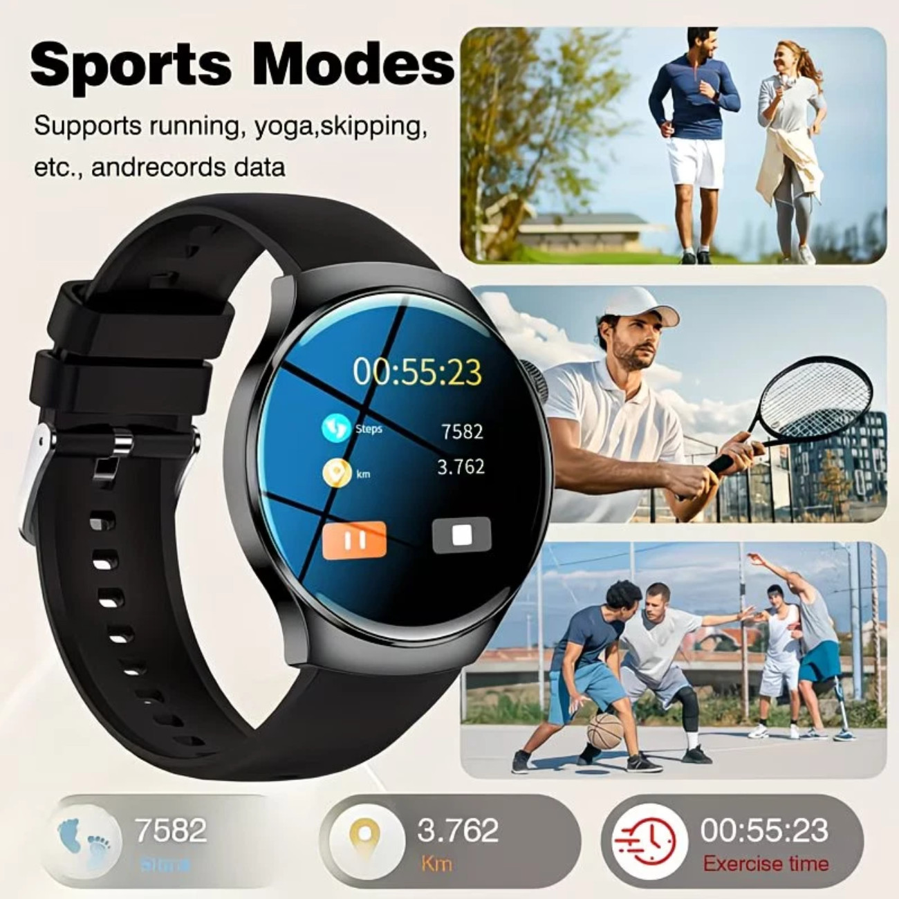 Smart Watch 1.7″ Men (Call Receive/Dial) Android Rugged Fitness Tracker