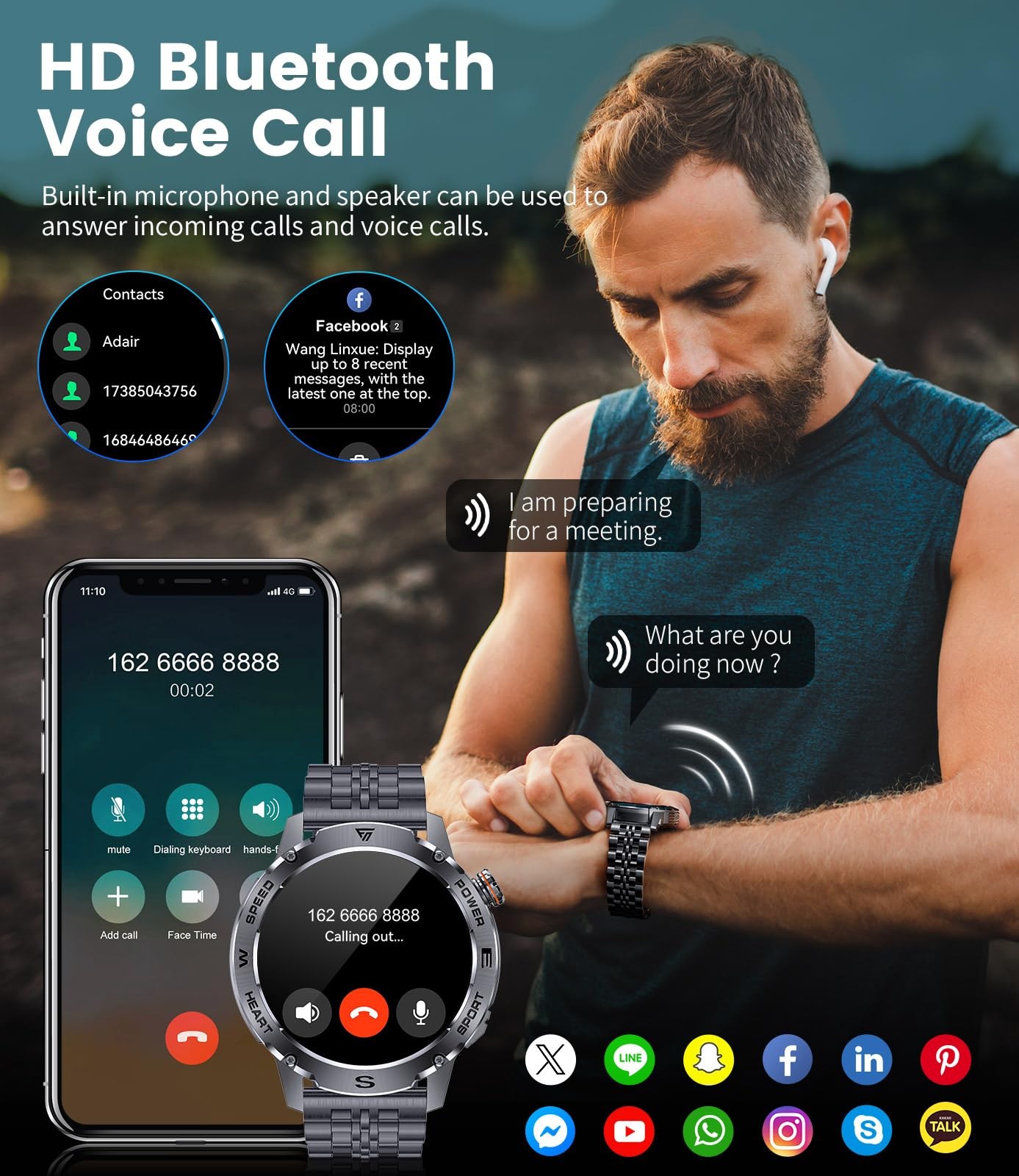 Limige Military Smart Watch For Men 1.43 Amoled Rugged Smart Watch 600Mah