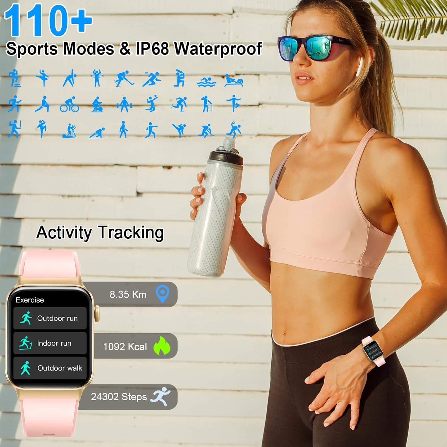 Smart Watch for Men Women(Answer/Make Calls), 1.85″ HD Touch Screen Fitness W…