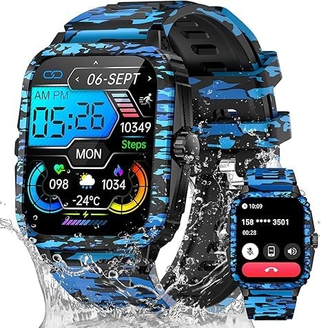 Military Smart Watches for Men (Make/Answer ) 1.96″ HD Screen 430mAh