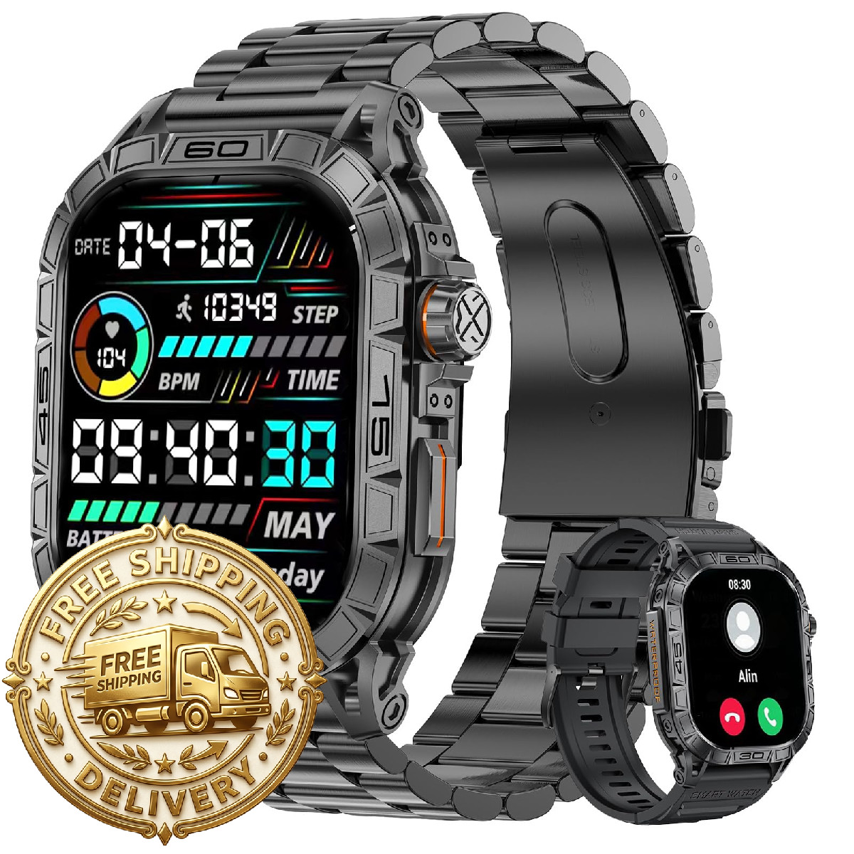 Invyxr Rugged Smart Watch Health Watches For Men Waterproof Smart Watches For