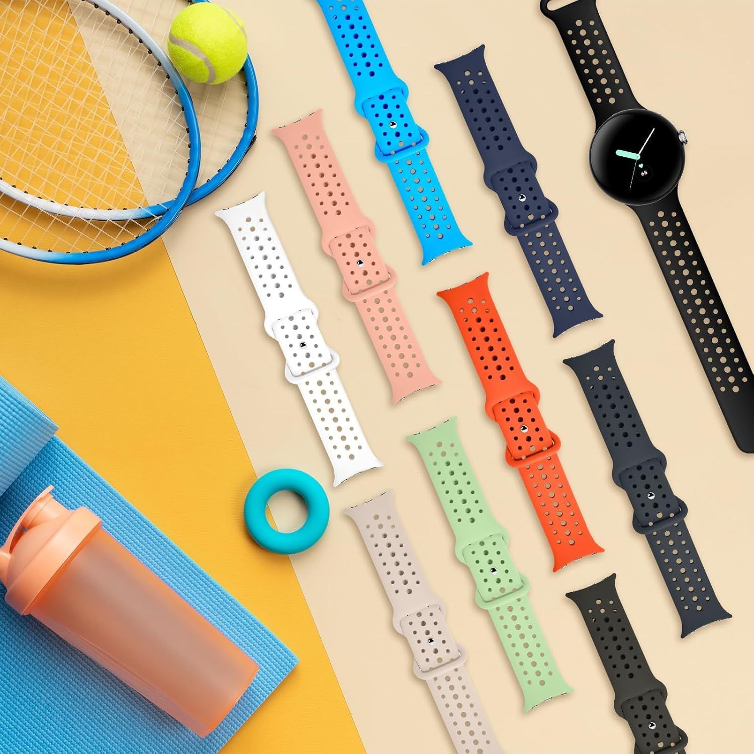 Soft Silicone Strap Compatible with Google Pixel Watch 41mm 45mm Breathable