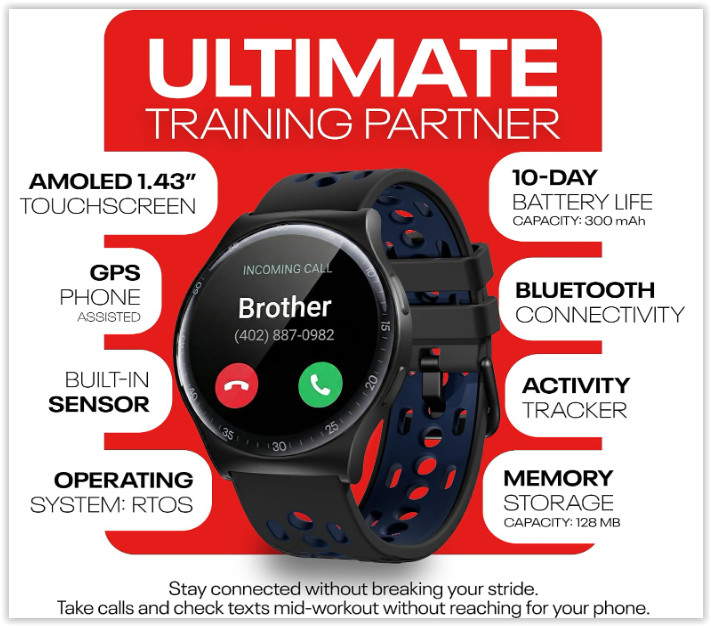 NIB Reebok Pulse Smart Watch AMOLED Display Heart Rate Monitor Midnight Steel