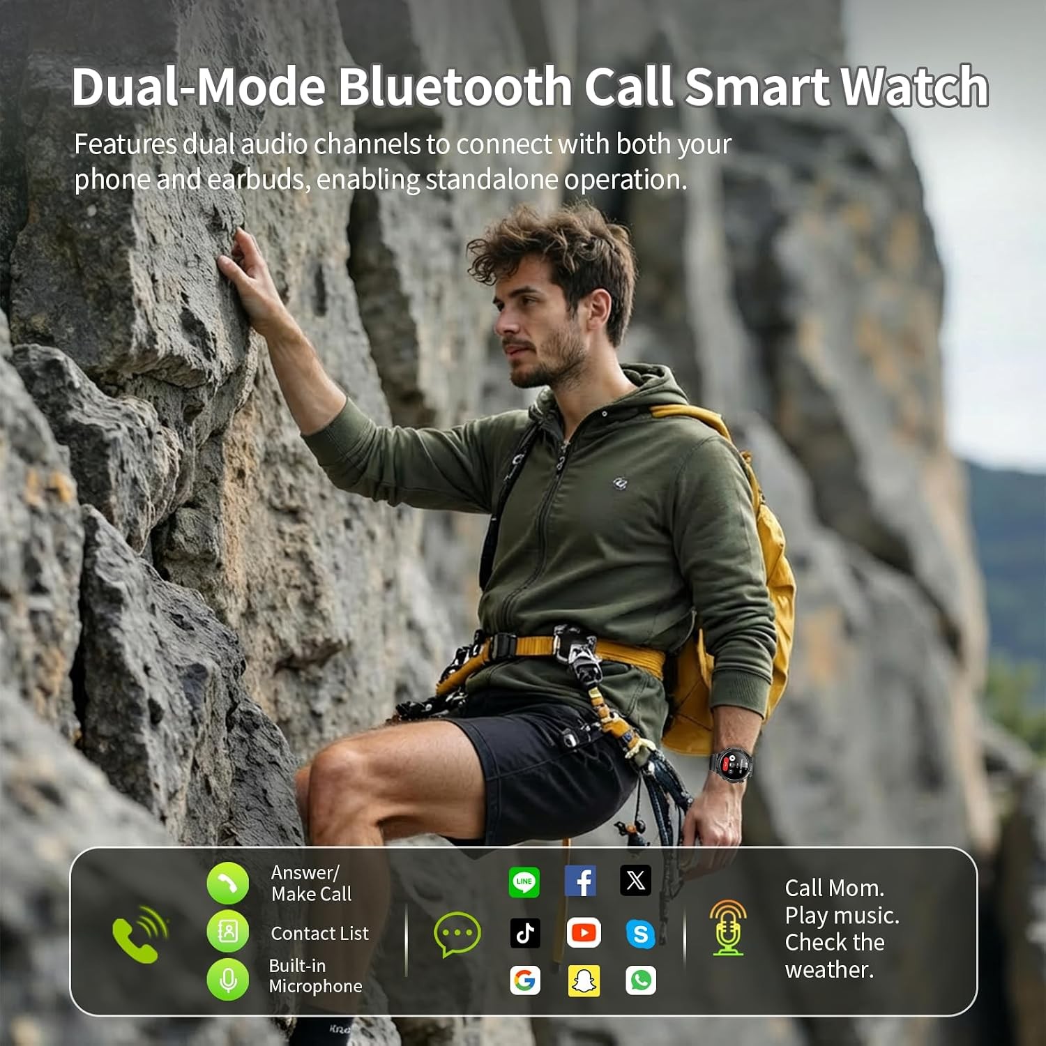 Men’s Military Smartwatch Black HD 1.53″ Answer Calls 50+ Days Battery Life