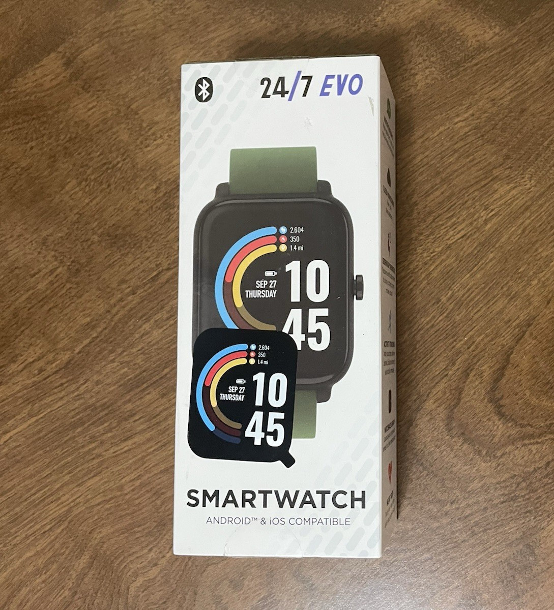 EVO 24/7 SMART WATCH HRM, ACTIVITY TRACKER, ANDROID / IOS COMPATIBLE – NEW