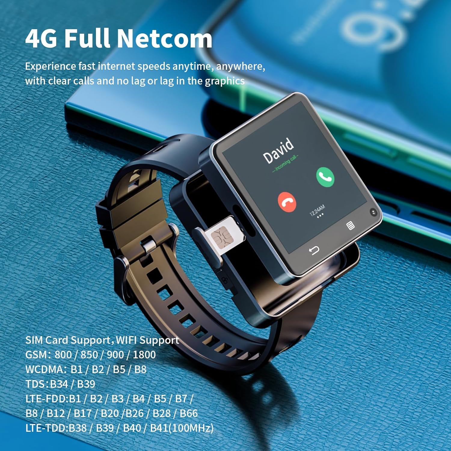 4G Smart Watch Phone Call, 4GB+64GB Android 11 CPU MTK6761 Smartwatch, 2.64″ Lar