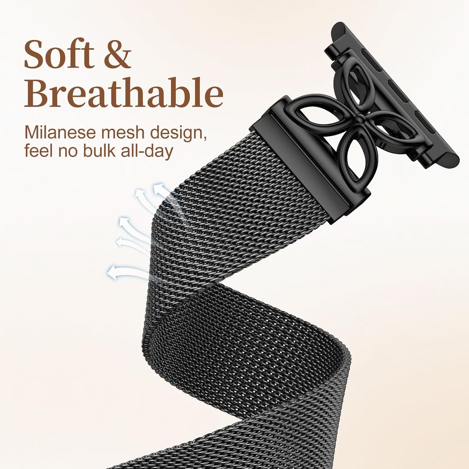 Black Milanese Loop Magnetic Stainless Steel Band for Apple Watch 40mm 41mm