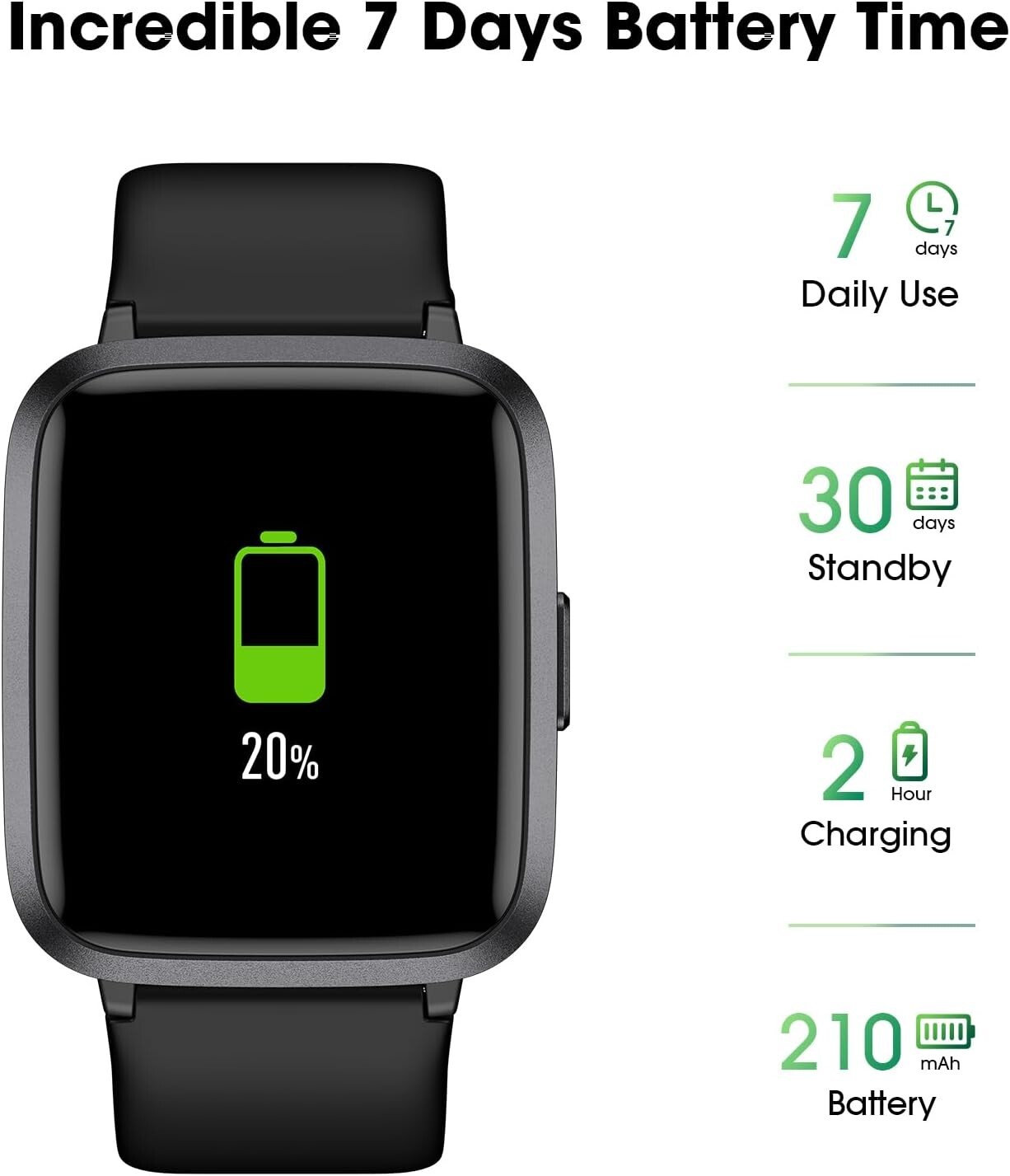Stylish Fitness Watch with Heart Rate Monitor & 9 Sport Modes – 5-7 Days Battery