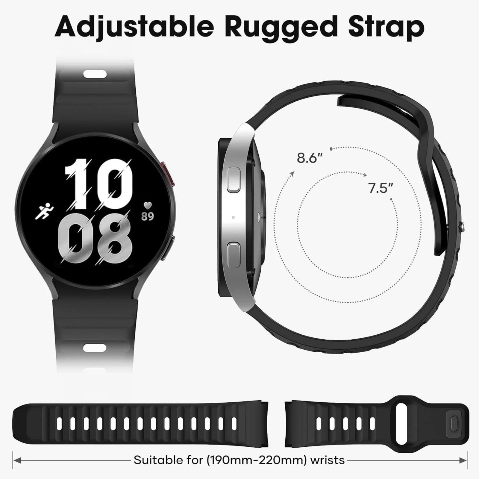 Luxury & Rugged Silicone Band for Samsung Galaxy Watch 7 6 5 4 FE Band 40mm 44mm