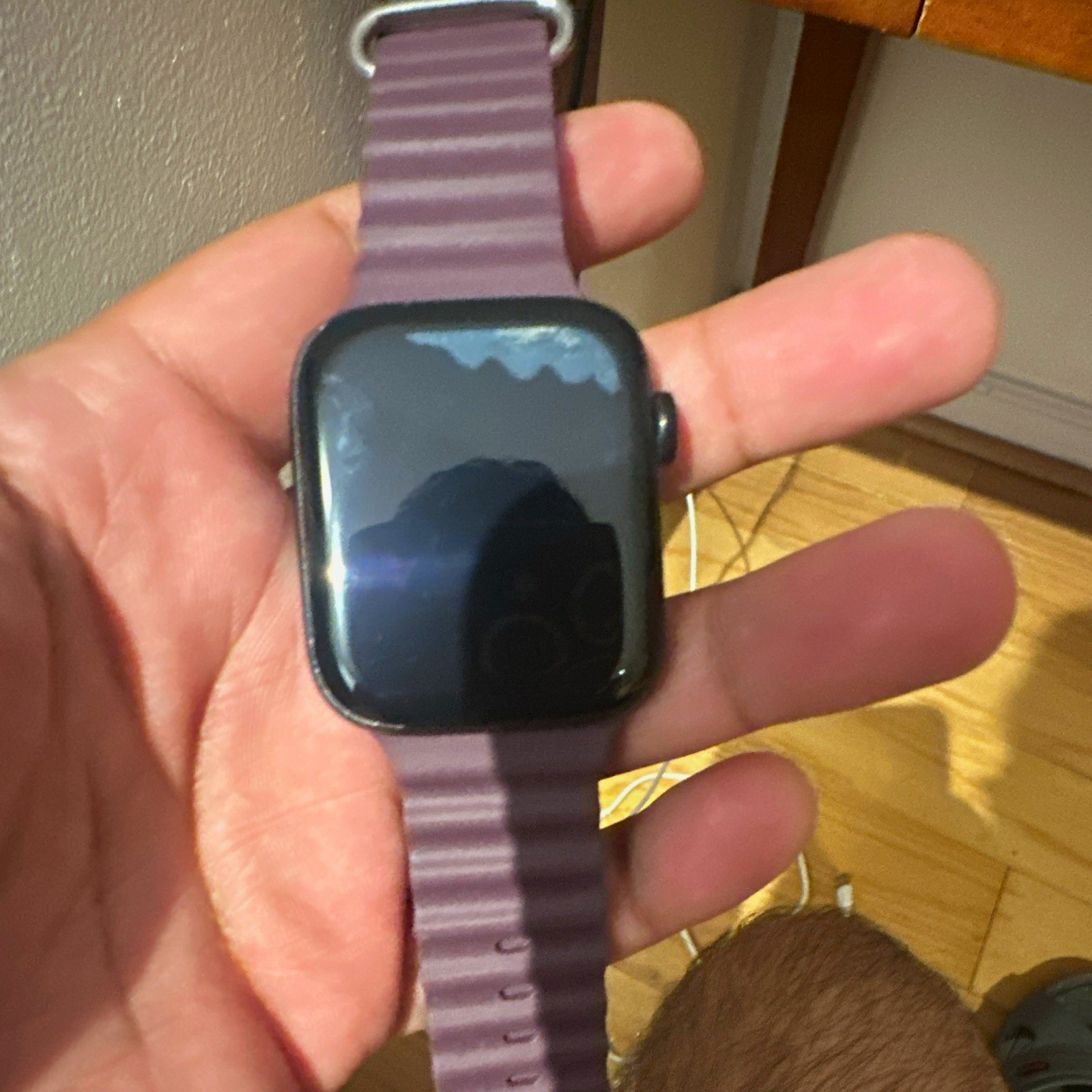 Apple Watch Series 44mm Black Aluminum GPS w/ Purple Silicone Band Touch, 3bands