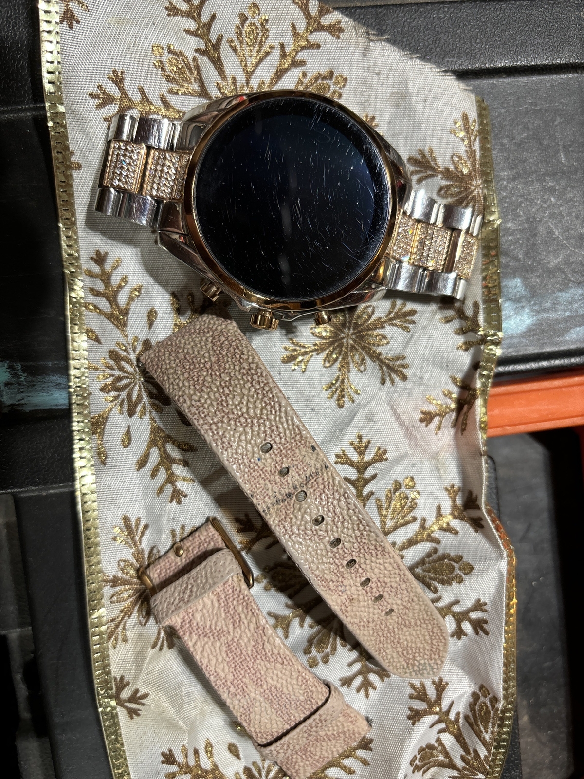 Michael Kors Gen 6 Bradshaw 44mm Rose Gold Glitz Stainless Steel Case and…