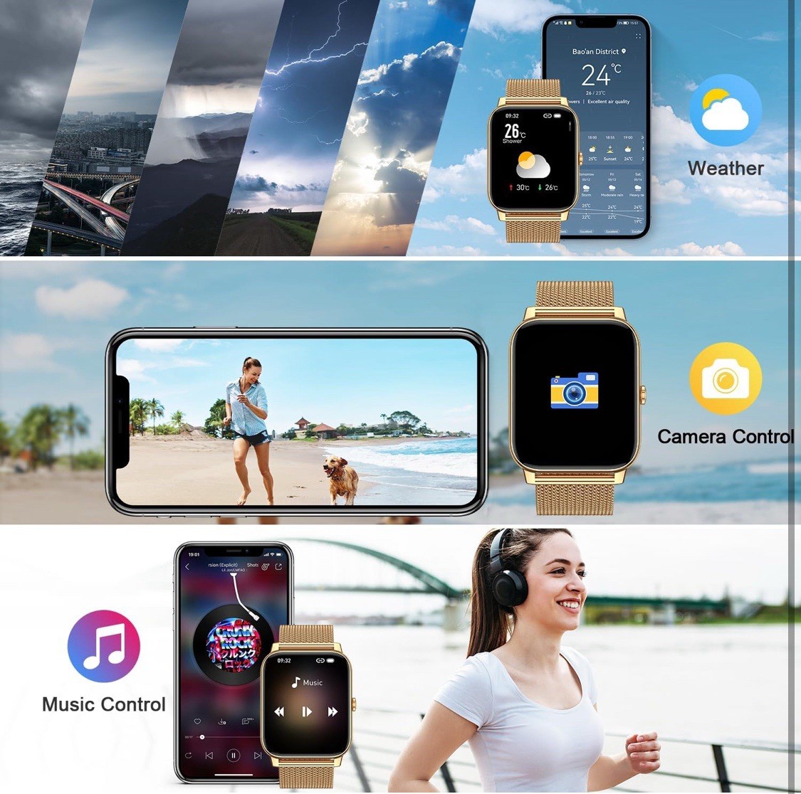 Smart Watch Waterproof Sport Bracelet Fitness Tracker Bluetooth Call Smartwatch